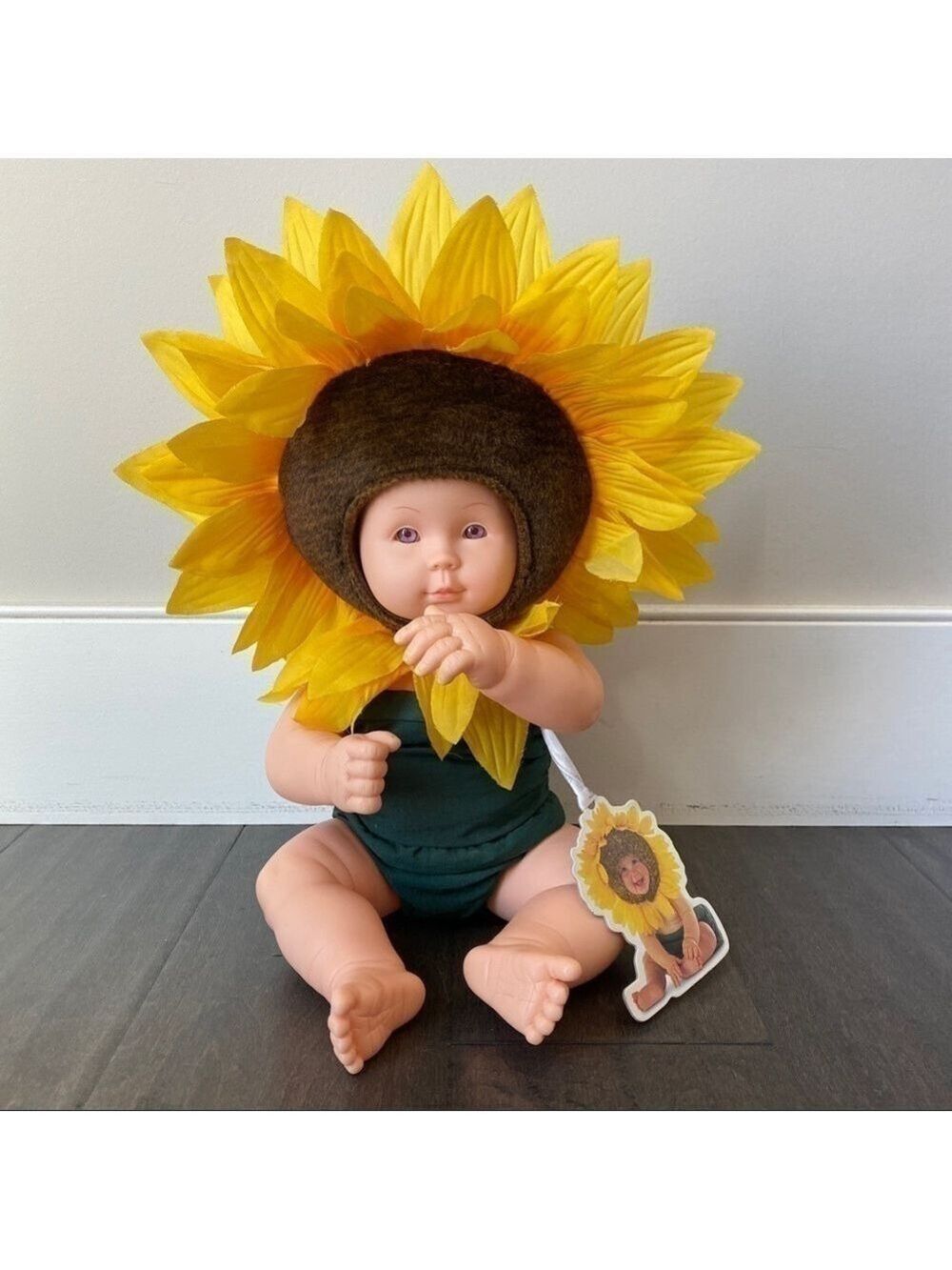 Anne Geddes Doll Sunflower Baby Purple Eyes 2000 Unimax 14" Tall